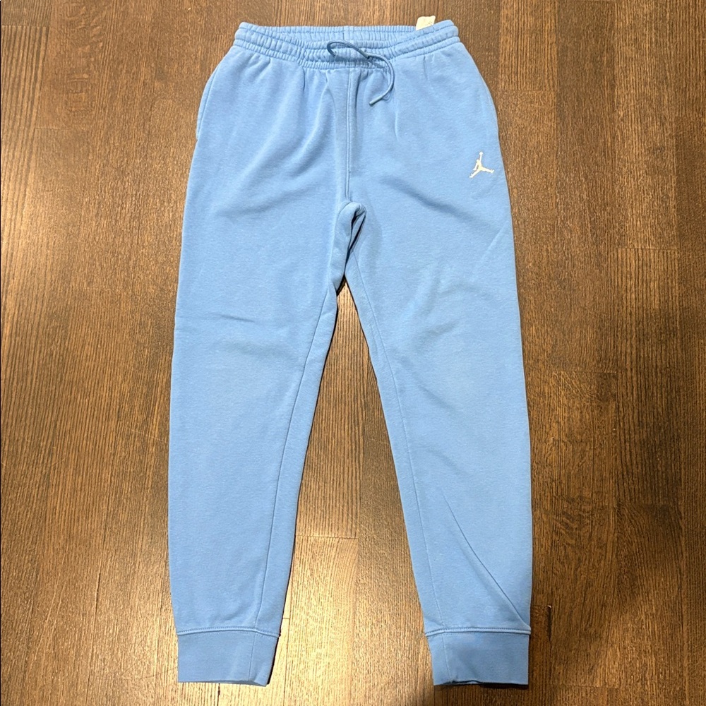 Nike AIR JORDAN Kids Baby Blue Joggers with White MJ Logo - Size Youth Large